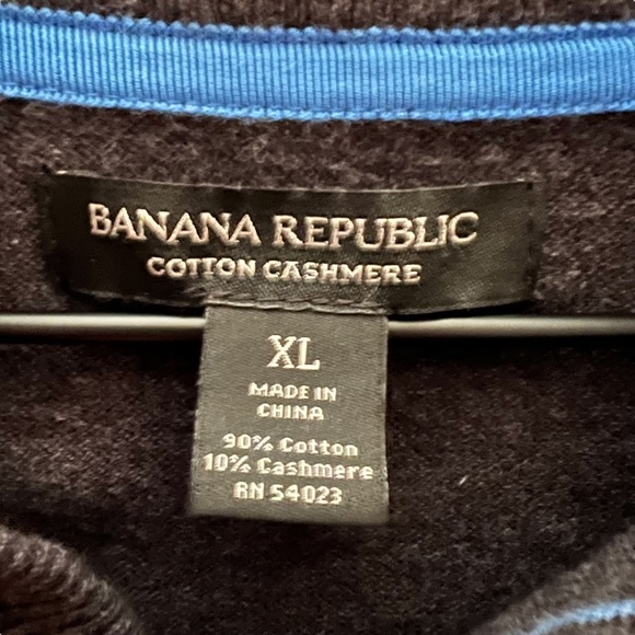 Men’s Banana Republic Cotton Cashmere 1/4 Button Sweater Grey Size XL - Picture 9 of 11